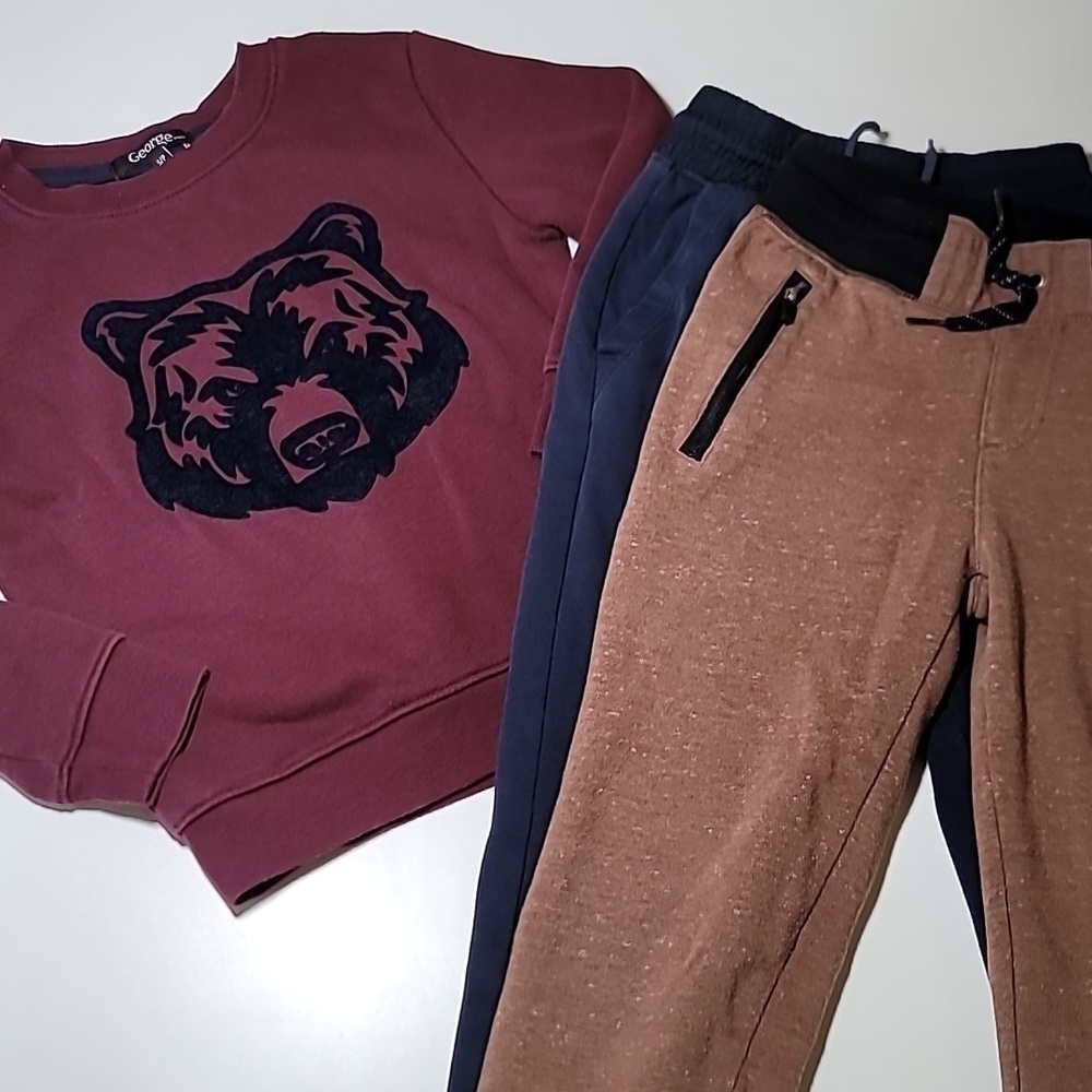 5/$30 GEORGE Velvet Beqr Grizzly Crewneck + OLD NAVY + GAP Joggers Bundle